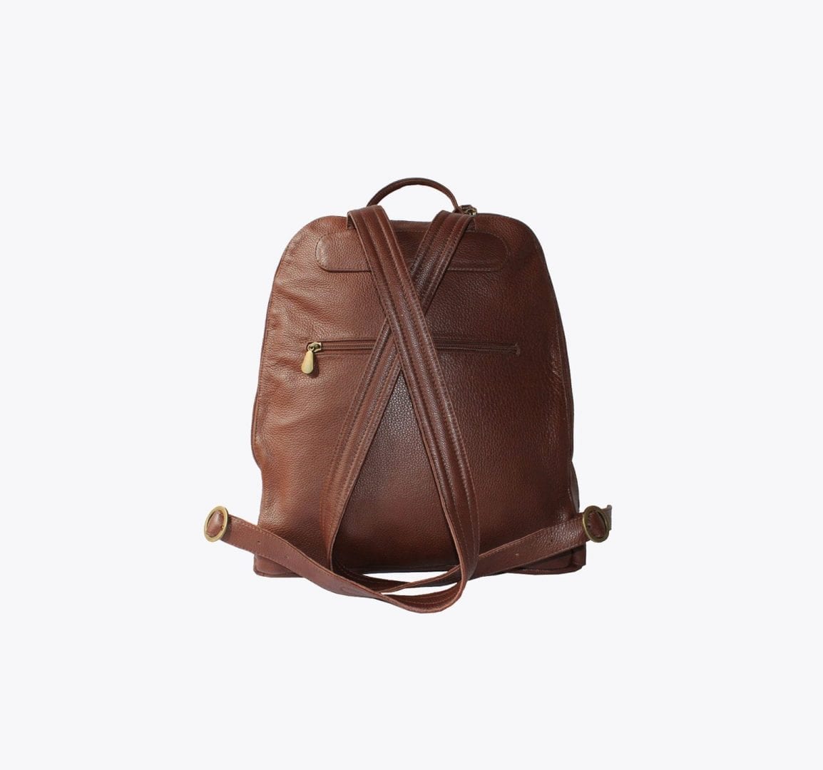 Brown Leather Backpack with Studs