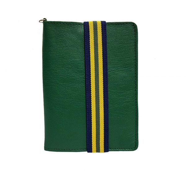 Green leather passport holder