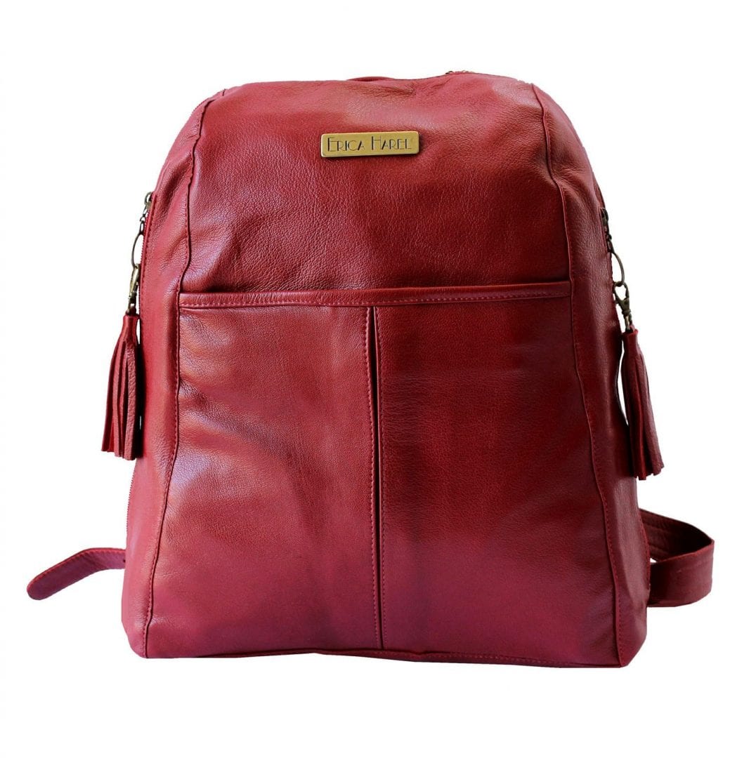 burgundy leather backpack erica harel