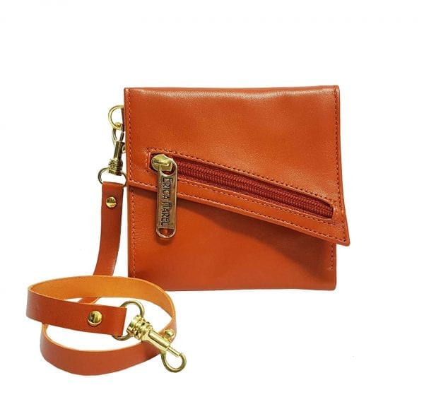 Orange leather womens wallet