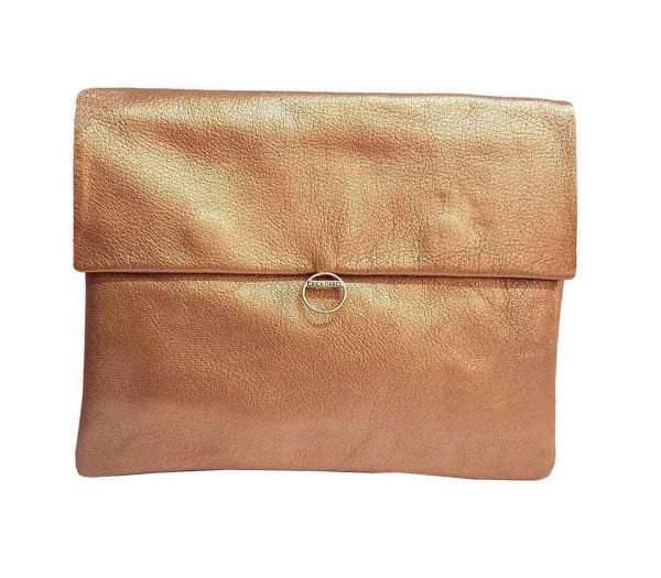 rose gold leather clutch