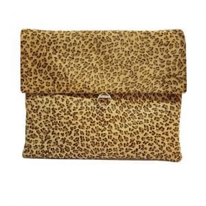 Leopard Hair on Hide Leather Clutch
