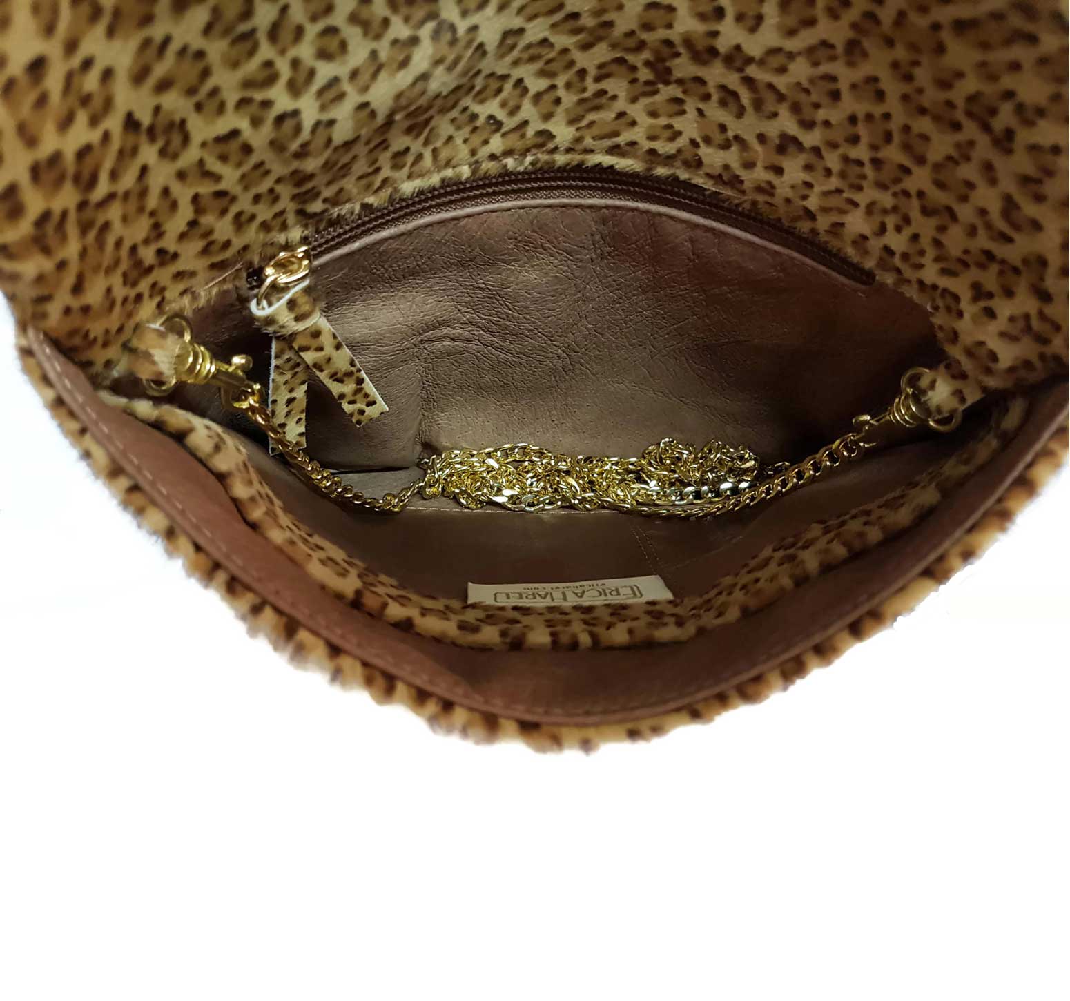 Leopard Hair on Hide Leather Clutch, Versatile 4-way Bag