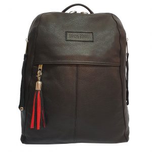 City Woman Black Leather Backpack