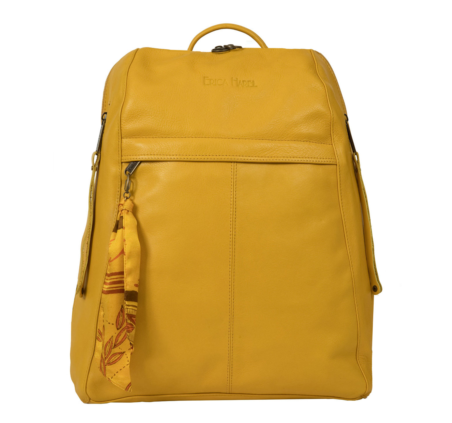 City Woman Yellow Leather Backpack
