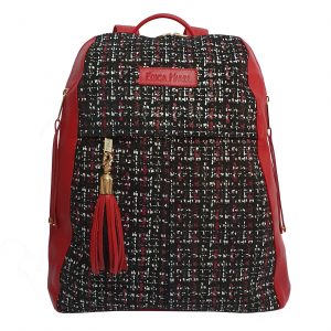 City Woman Red Leather Backpack