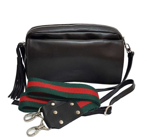 black leather crossbody bag