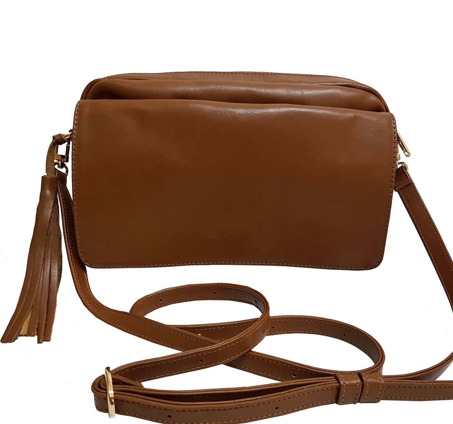 Brown Leather Crossbody Flap Bag