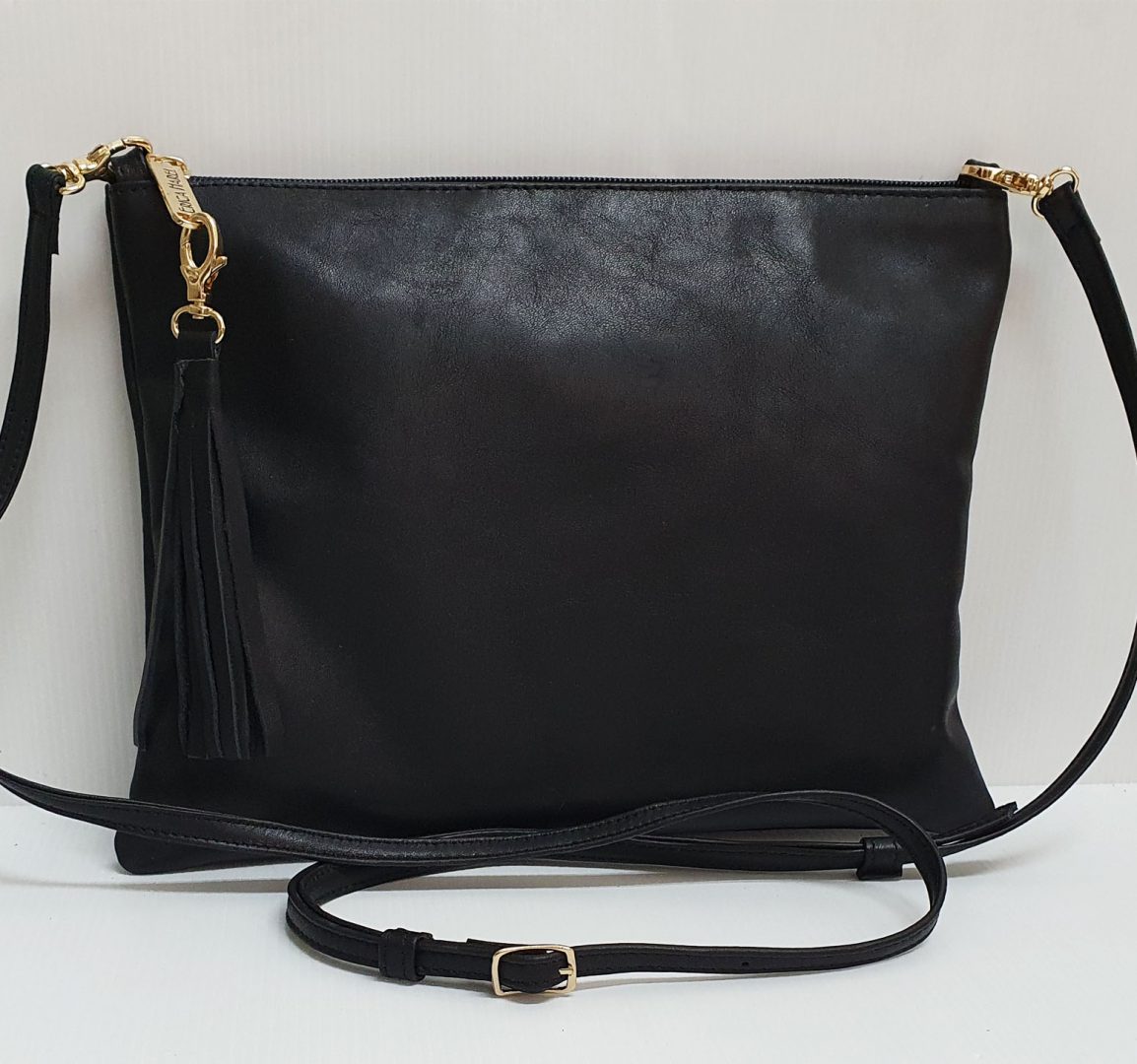Black Leather Shoulder Bag Clutch