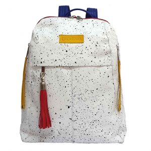 City Woman White Leather Backpack