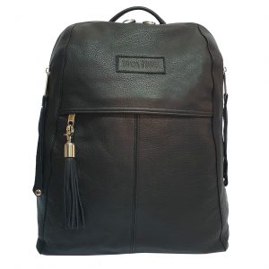City Man Black Leather Backpack