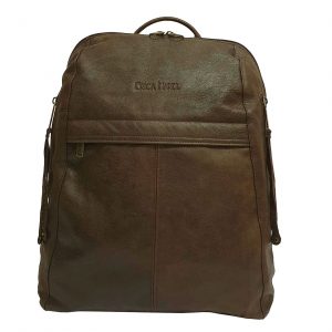 City Man Brown Leather Backpack