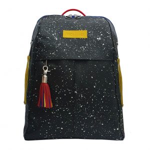 City Woman Black Speckled Leather Backpack