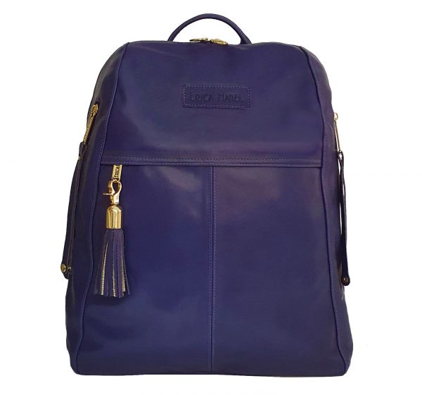 royal purple leather backpack