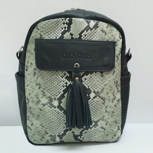 Charcoal Snake Leather Backpack Crossbody