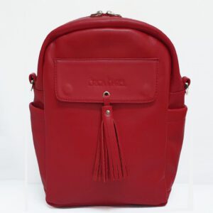 Red Leather Backpack Crossbody