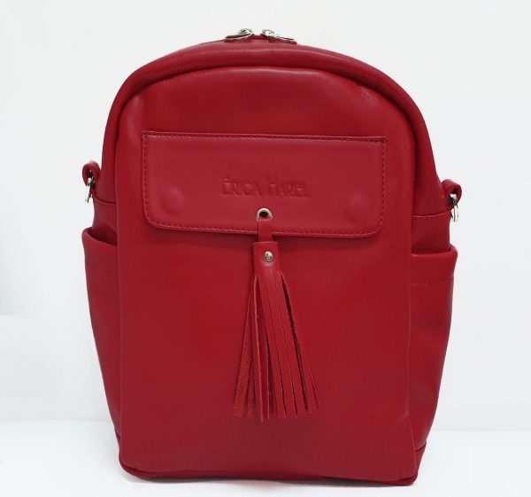 red leather backpack crossbody