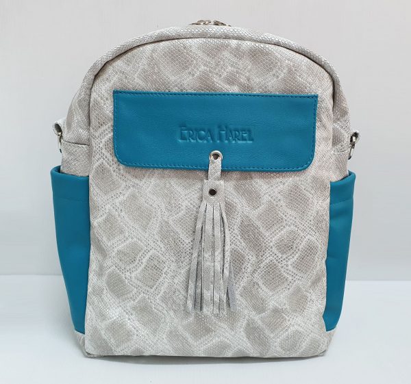 python and turquoise leather backpack crossbody